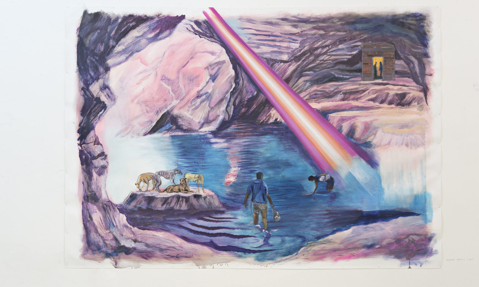 L'île des chiens, 2015. 90cm x 130cm Huile sur toile Maria Ibanez Lago