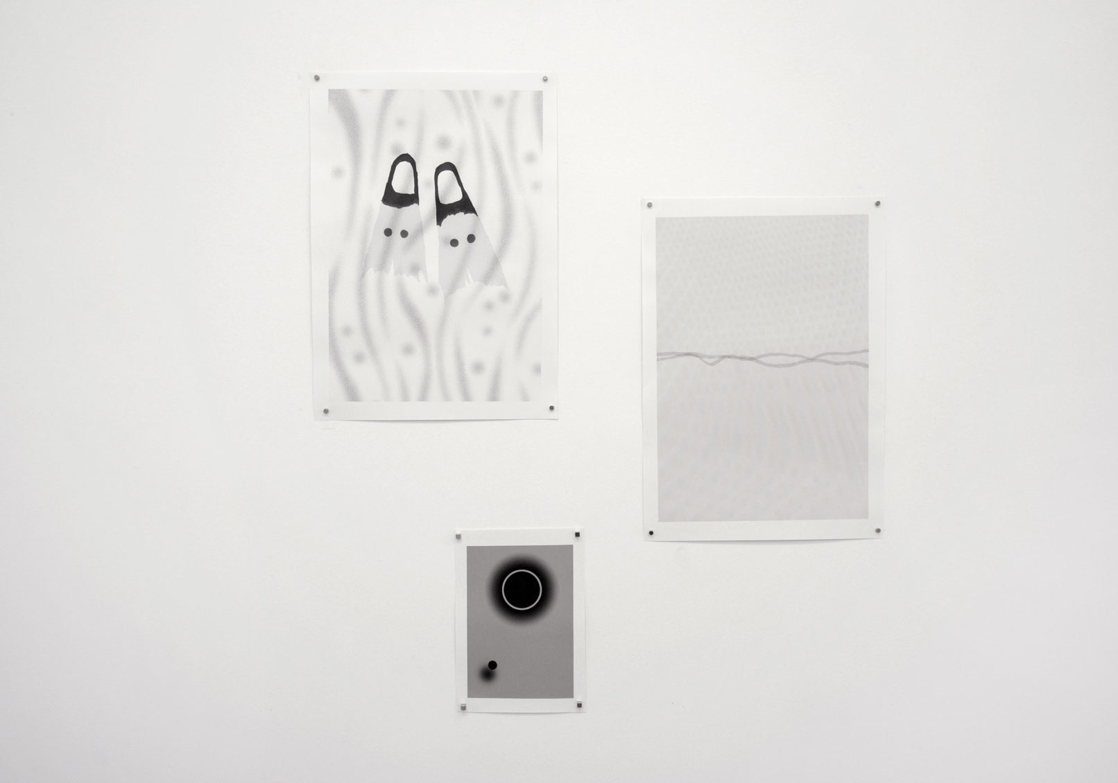 Romain Sein serie Â«LanzaroteÂ» 1-»EclypseÂ» 14 x 20 cm 2- Â«OndeÂ» 25.5 x 36.5 cm 3- Â«PalmesÂ» 25.5 x 36.5 cm Dessin et letraset 2017