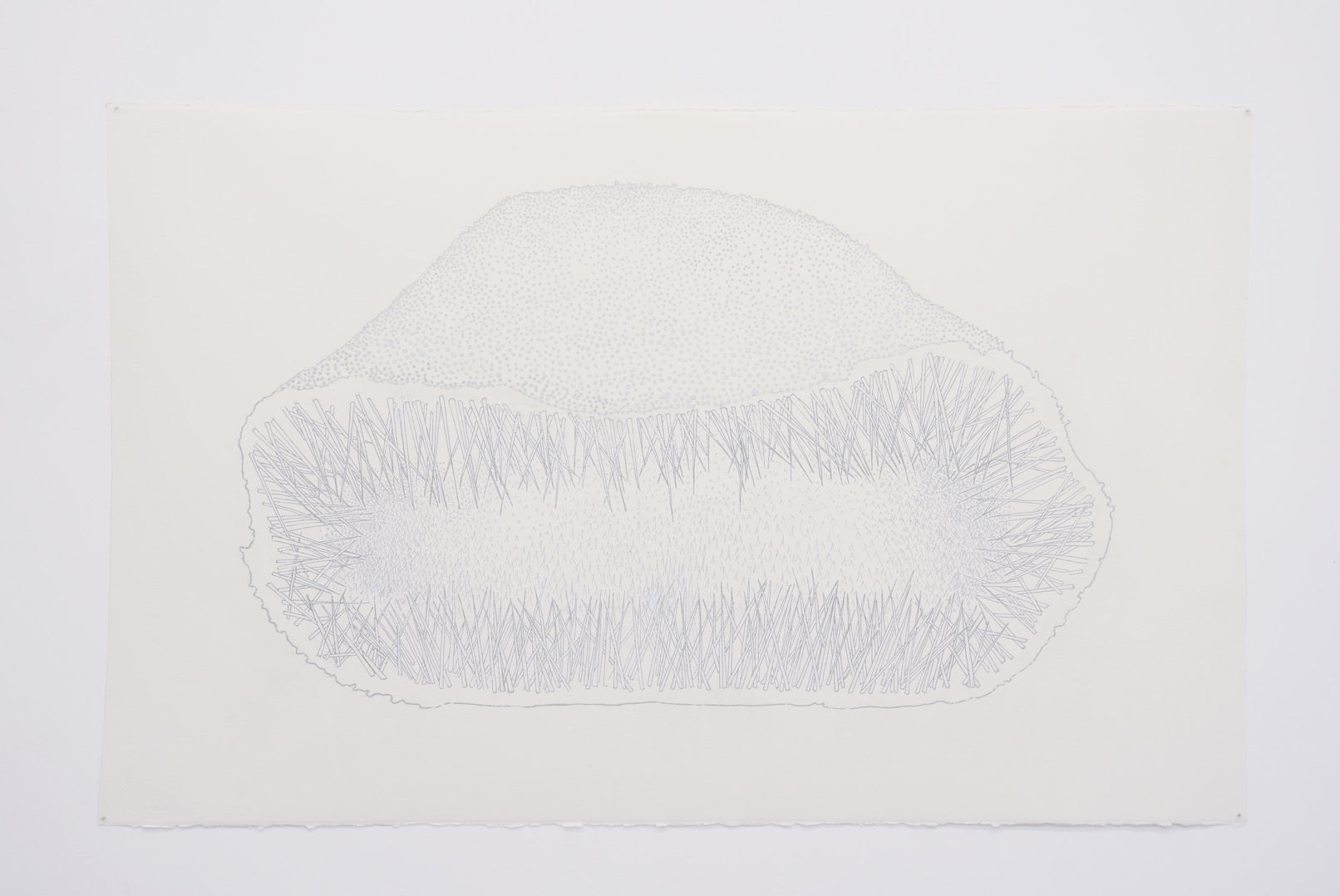 Ghislaine Portalis Coiffe 2 103cm X 66 cm Feutre argenté sur papier aquarelle 2017
