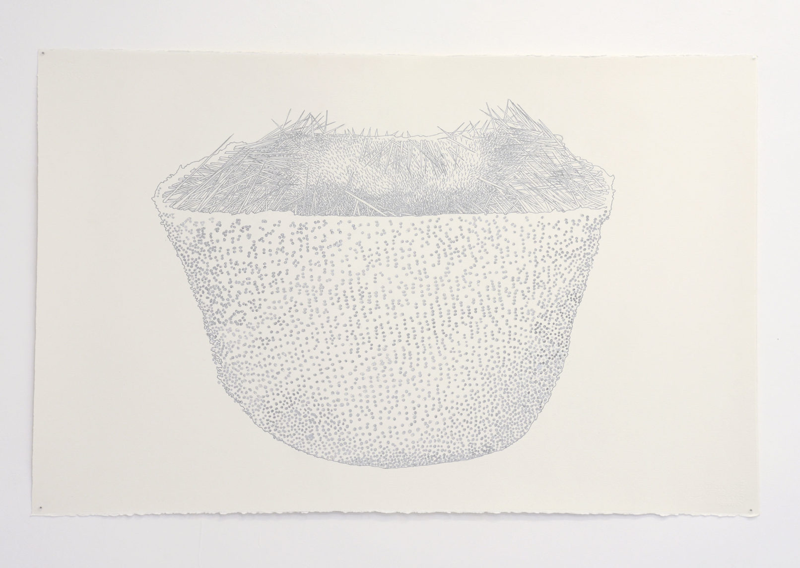 Coiffe 1 103cm X 66 cm Feutre argenté sur papier aquarelle 2017
