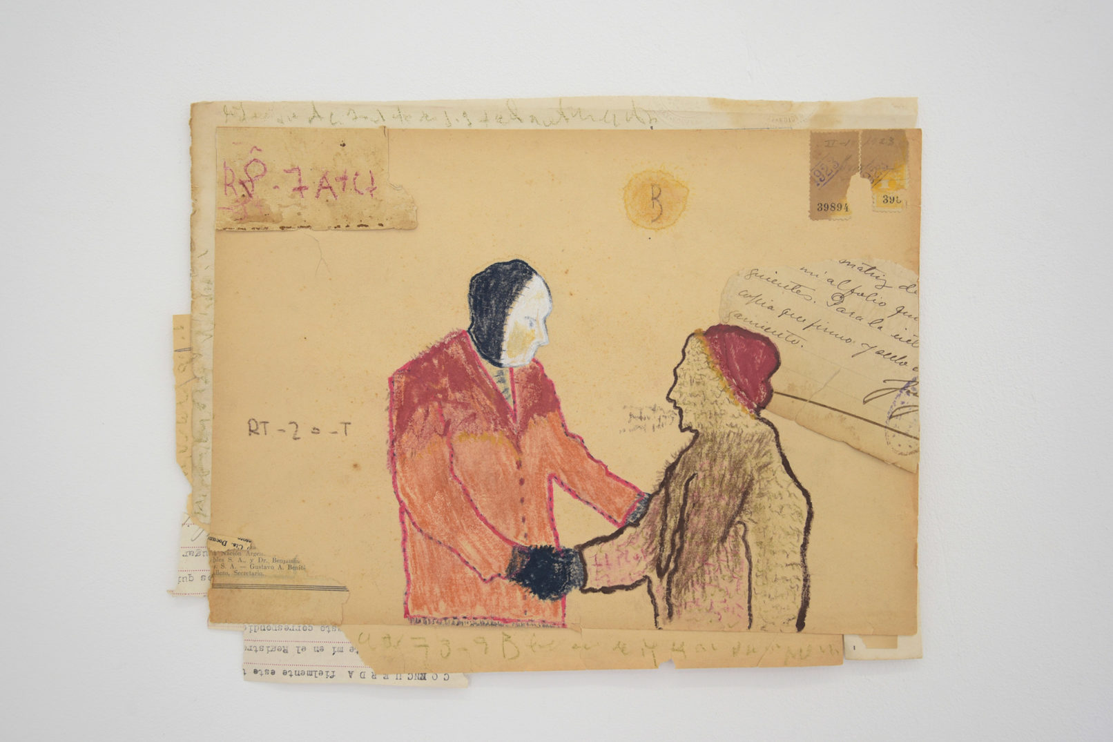 Fredi Casco Espectros III Série de 7 dessins sur documents d'archives 22 x 33 cm 2019